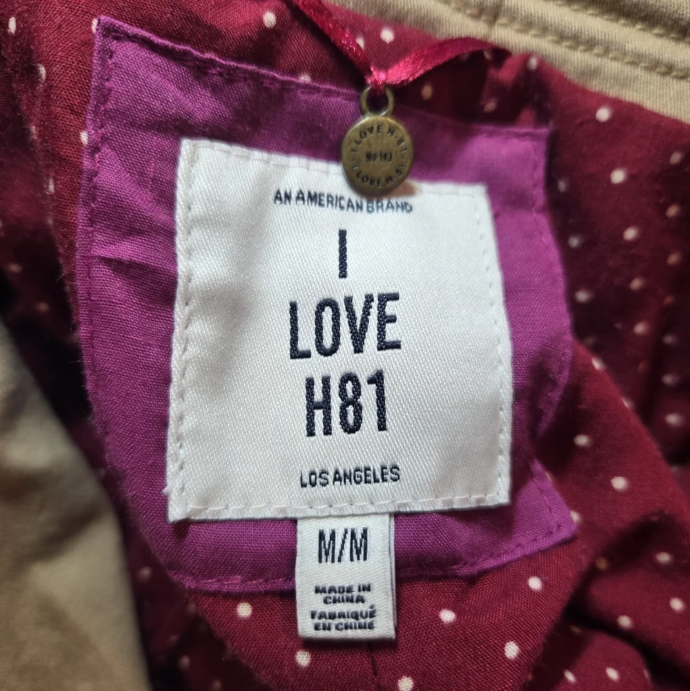 I Love H81 Junior's Y2k Beige Tan Button Up Trench Coat With Belt Medium